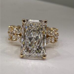 4.04 carat D VS1 radiant lab diamond marquise floral band engagement ring